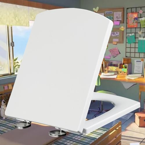 Toilettendeckel mit Absenkautomatik Eckig Form Softclose Antibakterielle Klobrille aus Duroplast Abnehmbare Wc Deckel Stabile QualitäT Einfache Montage,white-37 * 47cm