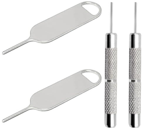 AYWFEY 4 Pcs SIM Card Removal Openning Tool Tray Eject Pins Needle Opener Ejector Compatible with All iPhone Apple iPad HTC Samsung Galaxy Cell Phone Smartphone Watchchain Link Remover (Style B)