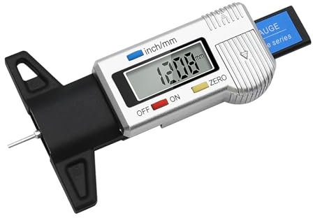 EUZUXU Tyre Tread Depth Gauge, 0-25.4mm / 1Inch, Portable Tread Depth Checker, with Large LCD Display, for Cars, Vans, Trucks, Motorbikes