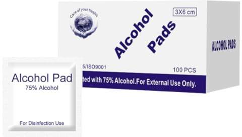 Premium desinfectando toallitas, 100 Piezas, Almohadillas de preparación, Desechable, Toallitas Fáciles de Utilizar Envueltas Individualmente, Para Limpieza de Móviles, para Limpiar la Piel