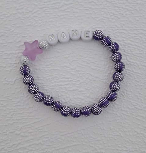 Perlen Armband für Baby und Kind mit Namen 0-6 Monate Neugeborene ca.10 cm für die Taufe, Foto-Shooting, Geburtsarmband, Namensarmband, Taufarmband,Kinderarmband.