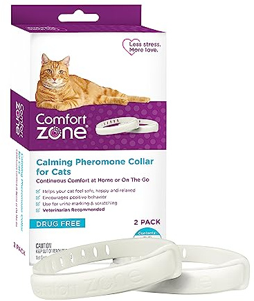 Comfort Zone Cat Calming Collar Savings Pack: 2 30-Day Calming Collars for 60 Days of Calm; Cat Pheromones Help Anxiety, Reduce Stress, Urine Marking, Scratching; Indoor or Outdoor Cats; Long-Lasting
