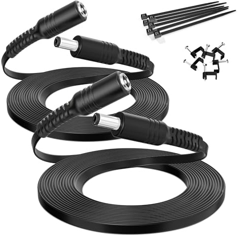 Itramax 12V DC5521 Flat Extension Cable 10FT/2Pack Female to Male Extender
