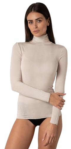 Lovable Maillot à manches longues avec col montant et finitions invisibles – Modal et cachemire élastique – Respirant, chaud et doux – Tricot pour femme