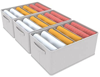 3 Pezzi Organizer Armadio Cassettiera per Jeans Organizer per cassetti impilabile e robusto Contenitori per armadio salvaspazio più spessi Scatole Portaoggetti con 6 Scomparti per Jeans, Maglione