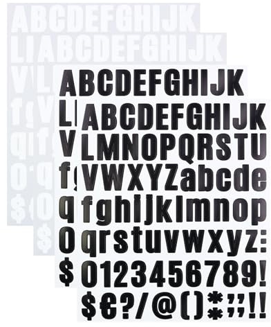 1 Inch Vinyl Letter Number Stickers, Self Adhesive Alphabet Black & White