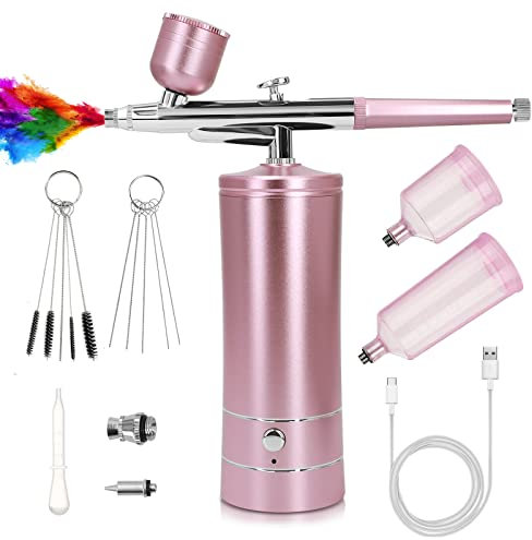 Ykall Tragbares Airbrush Set mit Kompressor, Multifunktionale Handheld Airbrushpistole für Nageldesign, Kuchendekoration, Make-up, Tattoo-Modellierung und Modellbemalung