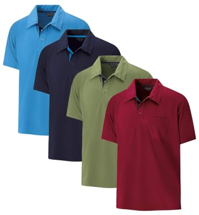 ATLAS FOR MEN - Lot de 4 Polos Homme - Polos Manches Courtes -Polo Décontracté et Élégant - Disponible en Grandes Tailles du M au 5XL