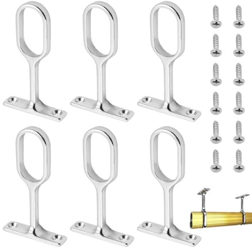 EORPAVU Soportes para cortinas 6 Piezas Barras para Ropa de Armario Soportes para Barra de Cortina, Soportes para Barra de Cortina con Tornillos, Rodamientos para Barra de Ropa