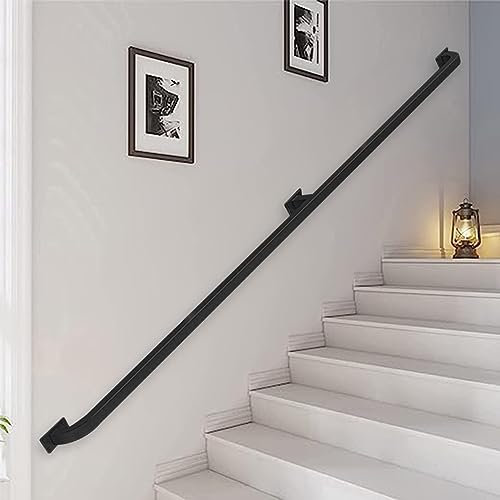 Barandilla moderna de hierro forjado negro para escalones de interior y exterior, barra de seguridad para decoración de villa de loft (540 cm)