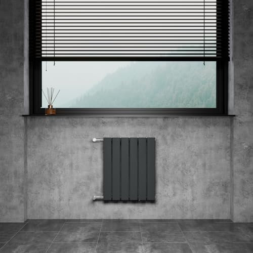 WITEN&NOCK Radiatore di design, piatto, colore antracite, 450 x 550 mm, monostrato con attacco laterale, distanza dal mozzo 500 mm, kit di montaggio incluso
