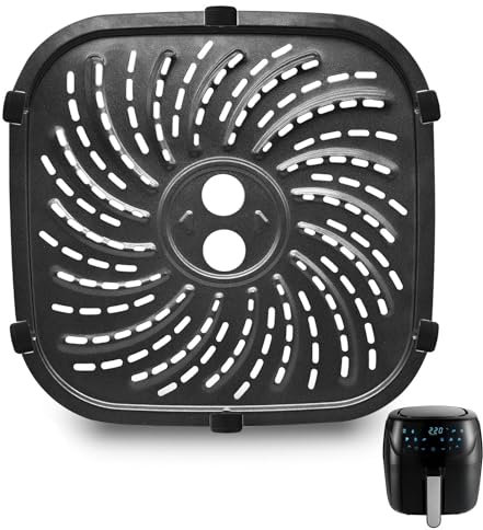 GWY Air Fryer Accessories for PowerXL Vortex Pro 8 QT Air Fryer, Oval Nonstick 10''*10''Air Fryer Replacement Parts Tray Basket Grill Pan Grill Plate Crisper Plate with Rubber Bumpers,Dishwasher Safe