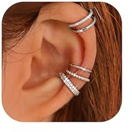 ADRAMATA 4 Paires Ear Cuff Manchettes d'Oreille pour Femme - Boucle Oreille Sans Trou, Hypoallergénique Boucles d'Oreille à Clip en Or/Argent pour Cartilage, Ajustable Faux Piercing Oreille