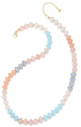 JSDDE Colorful Beaded Necklace for Women Girls Crystal Summer Beach Necklaces Bohemian Gemstone Necklace Jewelry Birthday Gifts #1