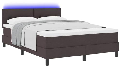 vidaXL boxspring säng med madrass och LED mörkbrun 160x200 cm tyg stilren sovrumsinredning för bekväm sömn skydd madrassprotektor skummadrass