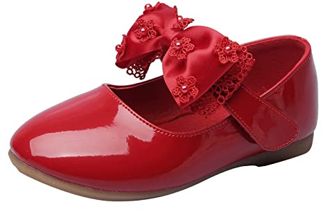 Generisch Zapatillas de moda para niñas con lentejuelas brillantes elegantes lazos para actividades de ocio de baile, rojo, 22.5 EU