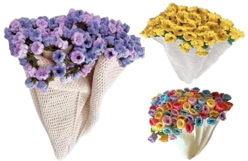 Coperta all'uncinetto fatta a mano - Tappeto per bouquet floreale, grande coperta in pile, kit per maglieria in cotone spesso, decorazione per la casa morbida e confortevole | Vacanze per la cameretta
