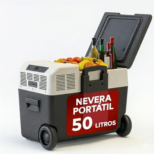 Inuitz - Frigorifero portatile elettrico da 50 l, con compressore da 12 V, per auto e avventura, massima efficienza, ruote rinforzate e isolamento in poliuretano ad alte prestazioni