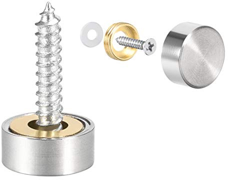 uxcell Mirror Screws Decorative Caps Cover Nails Brushed Stainless Steel 12mm 4pcs