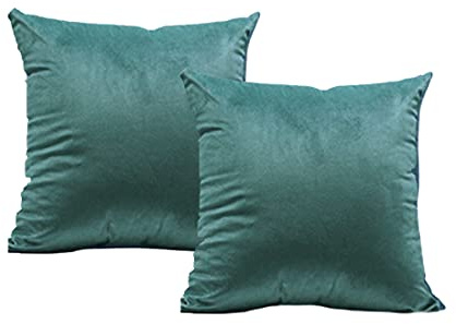 Pack 2 Fundas de Terciopelo para Cojines y Almohadas del Sofá y de Cama. 2 Pcs de Funda de Almohadas de Terciopelo Suave para sillón y habitación, Colores Modernos (Azul-Verde, 60_x_60_cm)