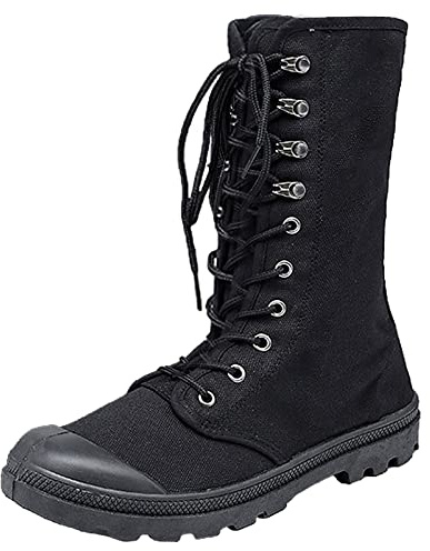 ANUFER Uomo Moda Metà Polpaccio Stivali da Deserto Allacciato All’aperto Scarpe di Tela Nero SN0711112 EU45