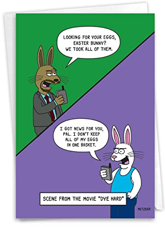 NobleWorks - Funny Easter Paper Card with 5 x 7 Inch Envelope (1 Card) Dye Hard 3623Z