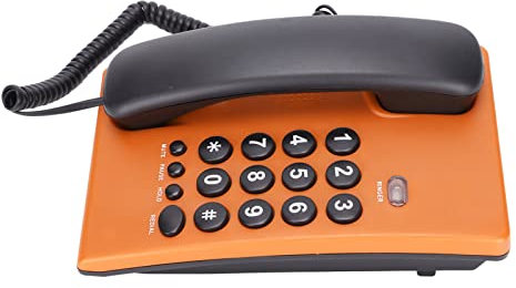 Teléfono Fijo de Escritorio para Personas Mayores, Teléfono con Cable sin Batería Multifuncional de Botón Grande de Dos Colores para Hotel de Oficina (Naranja)
