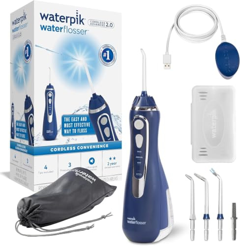 Waterpik Cordless Advanced Water Flosser, 3 Pressure Settings, Dental Plaque Removal Tool, Ideal for Travel or Small Bathrooms, USB Charger, Blue, WP-583UK