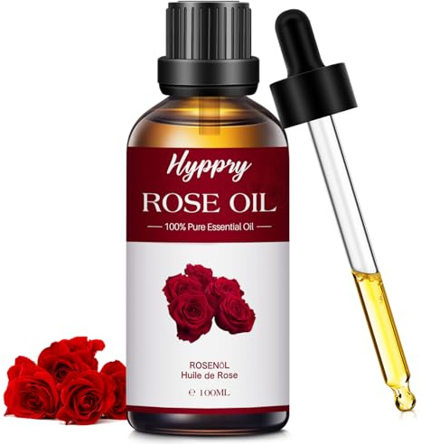 Hyppry 100ml Rose Essential Oil - Premium Natural Rose Oil for Diffuser for Home, Aromatherapy, Sleep, Skin Care, DIY Perfume, Soaps Making, Scented Candles