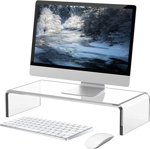 Soporte para monitor acrílico, elevador de pantalla acrílico, mesa de acrílico, elevador de monitor de escritorio para ordenador portátil, pantallas, ordenador, portátil, PC, escritorio(34X19X10cm)