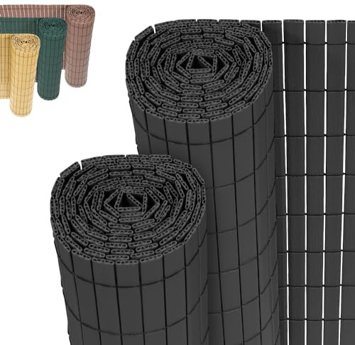 Jopassy PVC Sichtschutzmatte,Anthrazit W-Rippenverstärkungen Sichtschutzzaun,UV-beständig, schimmelfrei und pflegeleicht,Verstärkt Starke Privatsphäre für Garten Balkon Terrasse(0.9 * 3M)