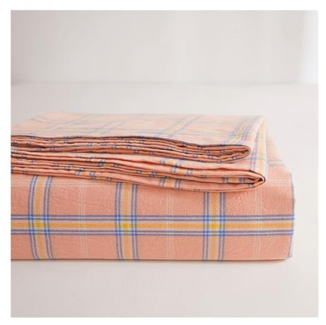 Kariert Bettlaken ohne Gummizug 100% Gewaschene Baumwolle Betttuch ohne Gummi Haustuch Laken viele Farben und Größen(Jade,160x230cm+48x74cm x1)