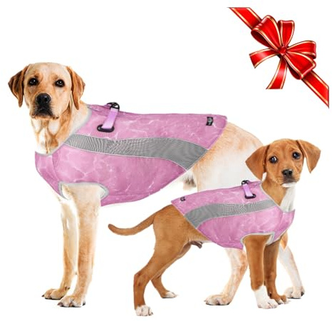 Cooling Dog Coat and Summer Dog Cooling Vest Multifunctional Dog Jacket with Reflective Stripes and Double Zipper, Windproof and Warm Dog Coat in Winter, Soaked for Dog Cooling Vest in Summer, M
