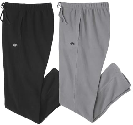 ATLAS FOR MEN - Lot de 2 Pantalons Micropolaires Homme - Pantalons de Survêtement - Sportwear - Pantalon de Sport/Détente - Taille Élastiquée - 2 Poches - Noir et Gris - Disponible en Grandes Tailles