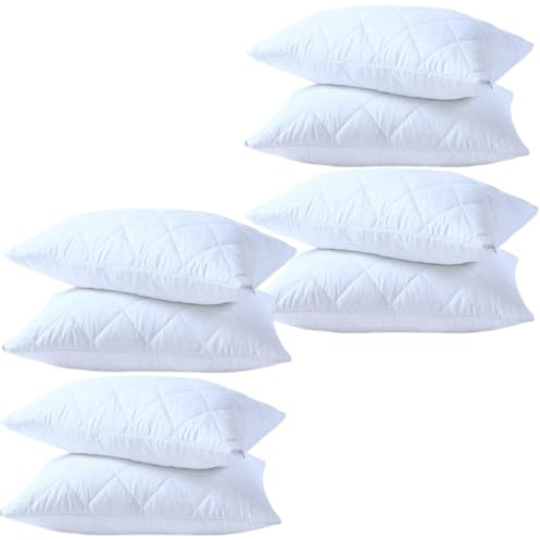 Pro Home Quilted Pillow Protectors 4 Pack Microfiber Hotel Quality Zip Closure Pillow Cover Soft Breathable Hypoallergenic Pillowcase Protectors UK Standard Size 50 X 75cm