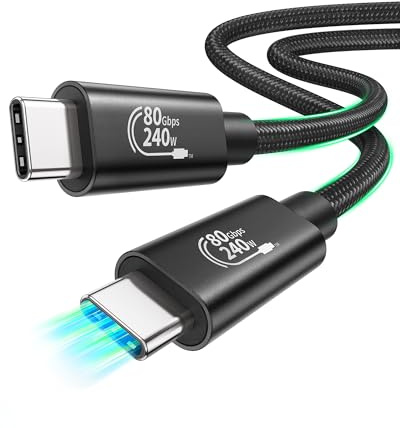 Fitee Thunderbolt 5 Cable 10FT Compatible, 80Gbps USB C Data Transfer Cable, 240W Charging, 120Gbps Video Bandwidth, 16K/Dual 8K, Braided USB C Video Cables for Monitor, MacBook Pro, Mac mini, PSSD