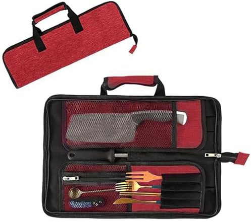 Étui à couteaux, Sac rouleau pour couteaux de chef, Étui à couteaux de cuisine Oxford robuste avec 13 fentes, poignée de transport simple et bandoulière, rangement de cuisine pour les voyages et le
