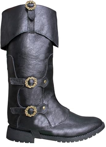 LGFKJNNJ Medieval Pirates Boot Covers Men,Renaissance Costume Boot Covers Caribbean Pirate Cosplay Faux Leather Shoes Cover Footwear Halloween Costume Cosplay (Black)