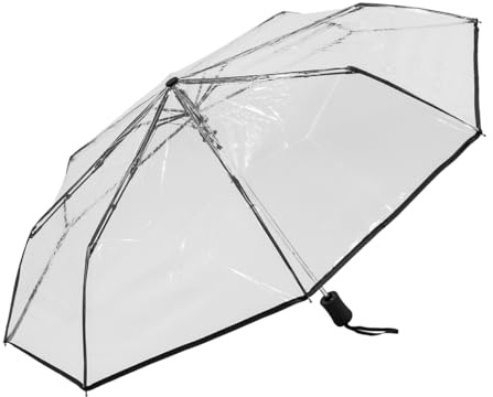 Le Monde du Parapluie - Parapluie pliant transparent automatique - anti-vent coup-vent - 8 baleines en fibre de verre - solide - Transparent