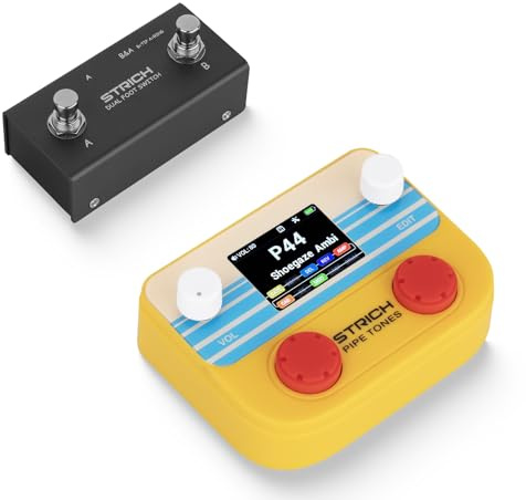 STRICH Pipe Tones Pocket Multi-Effects Processor para guitarra y bajo con pedal 10 módulos 125 efectos Looper 40s 100 ritmos batería Interfaz audio USB Control inalámbrico (Naranja)