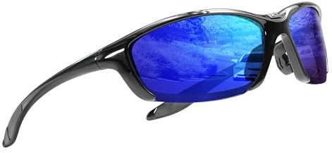 ICECUBE Sportech Sonnenbrille für Damen und Herren, polarisierter UV400-Schutz, leichter Rahmen, Sport-Sonnenbrille für Baseball, Golf, Laufen (S.BLK/Blue)