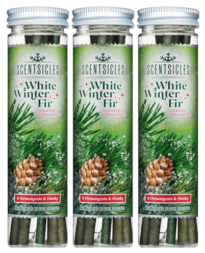 Scentsicles White Winter Fir Scented Christmas Tree Ornaments - 3 Bottles (18 Sticks Total)