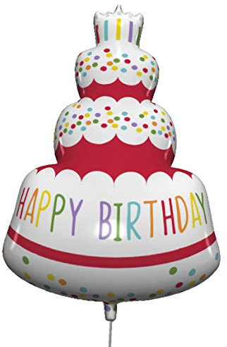Procos 92446 - Folienballon Happy Birthday Cake, Größe 96 cm, Geburtstagstorte, Helium, Ballon, Geburtstag, Dekoration, Geschenk