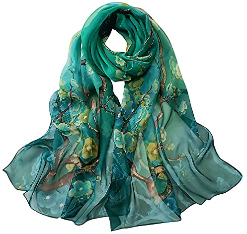 BLURBE Chiffon Scarf Women - Ladies Scarves Lightweight Floral Print Chiffon Scarfs Shawls and Wraps for Womens Spring Autumn