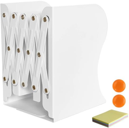 DIFIT Fermalibri Per Mensole Porta Ferma Libri Per Libreria Fermalibri Design Metallo Reggilibri Da Mensola Reggi Libri Per Libreria Per l'ufficio Scolastic(bianco* 1)