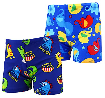 NautySaurs 2-pack pojkar badbyxor 1–10 år barn badmode dinosaurie haj shorts, 2-4 år