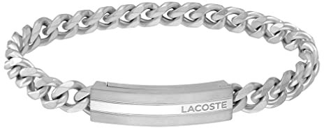 Lacoste Gliederarmband für Herren Kollektion ADVENTURER aus Edelstahl mit einer Gravierten Plakette - 2040091