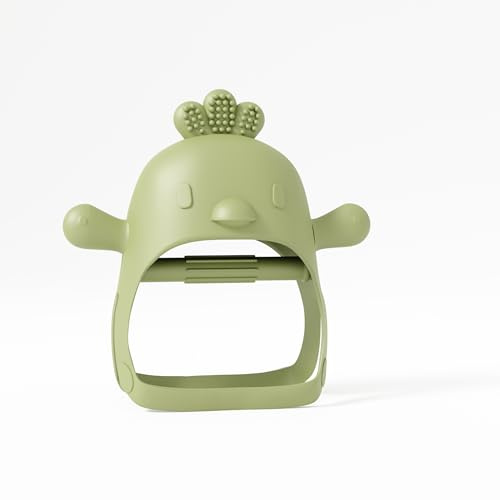 Teethers for Babies 6-12 Months Pacifier Teether Toy Non Toxic Teething Toys Never Drop Baby Teether Wrist Wearable Baby Teether - Little Chick in Green Pacifier by Muqee Peeko