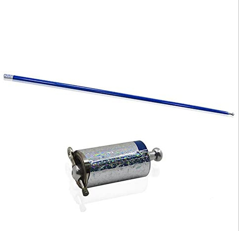 Rebetomo Bastón de mago profesional de bolsillo de 110 cm, trucos de magia, escenario, calle, abrazadera, varita mágica de metal (110 cm, azul)