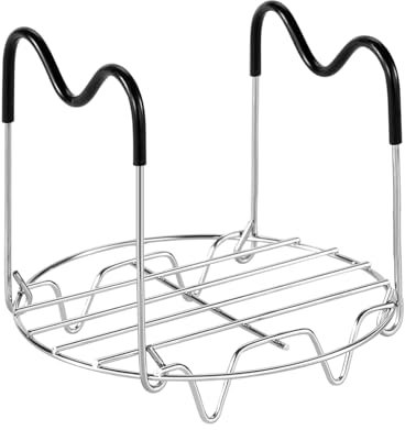 Steamer Rack Trivet with Handles for Instant Pot Pressure Cooker Accessories (Handle with silicone, For 6qt)
